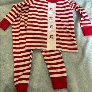 Festive Red and White Striped Kids Pajama Set